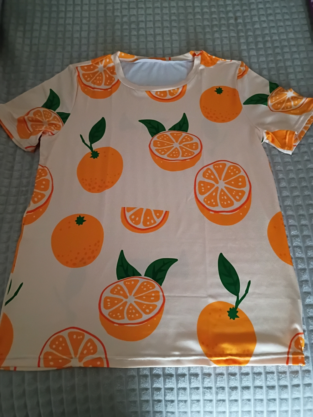 Daulesho Orange Print Capri Pajama Set Women's 2 Piece Summer PJs NWT